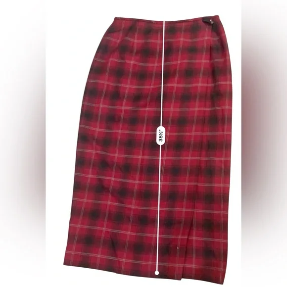 Vintage wool plaid maxi skirt wrap preppy old money classic holiday 10 - Picture 9 of 10